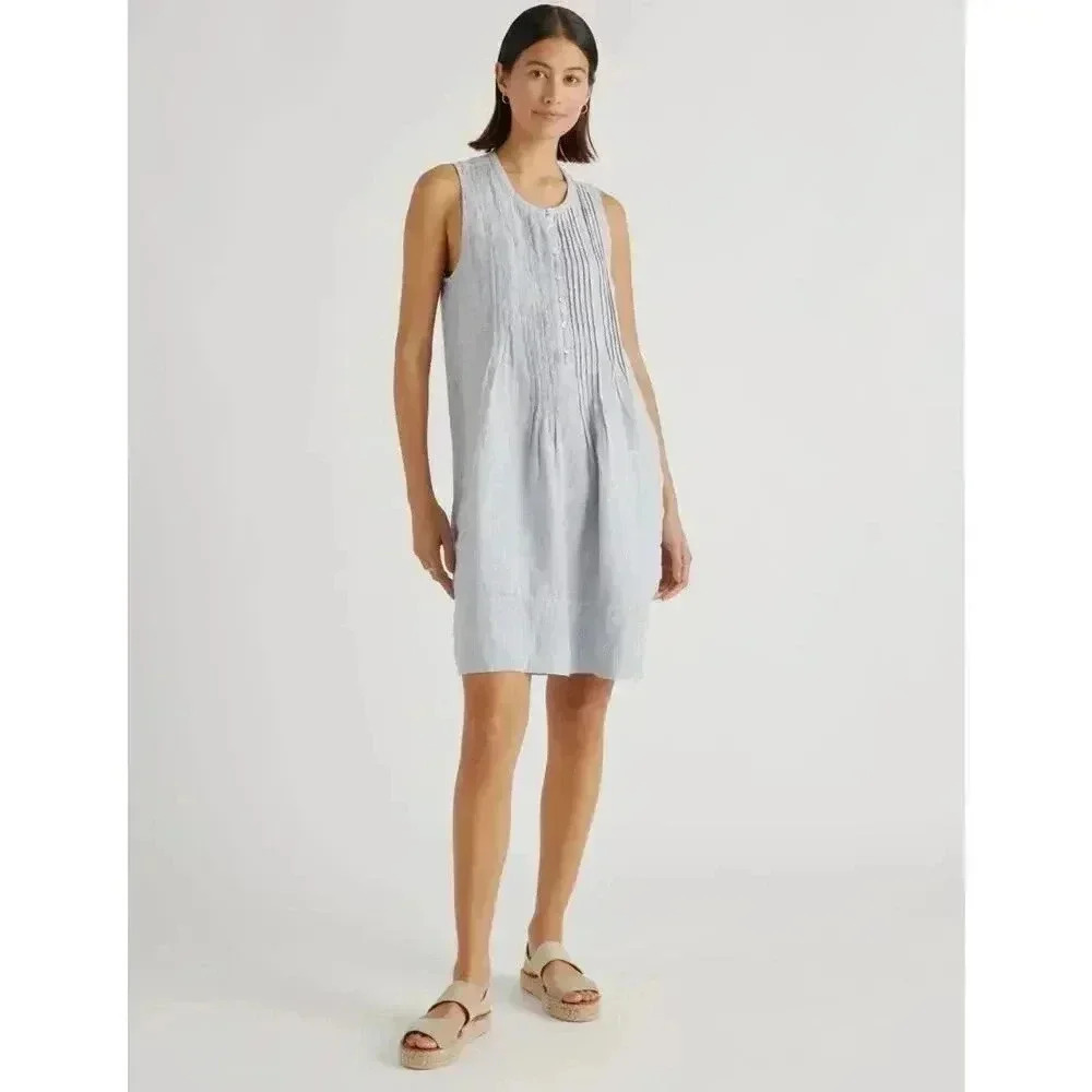 NWT Quince 100% European Linen Sleeveless Swing Dress - size Large